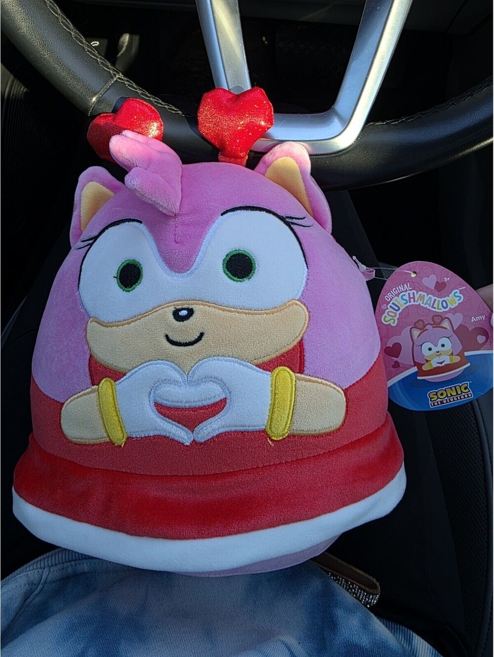 NEW Squishmallows 8” Inch AMY W/ Hearts Headband Heart Hands Sonic The Hedgehog